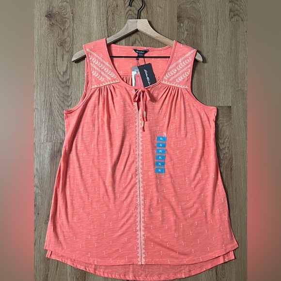 NWT Eddie Bauer Embroidered Tank Top Soft Relaxed Fit Women’s‎ Size XL - Picture 1 of 10